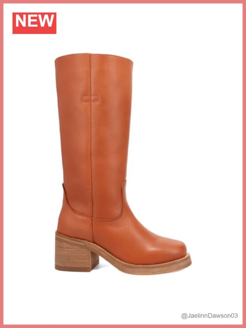 Leather Knee High Pull On Block Heel Boots Round Toe Tall Silhouette